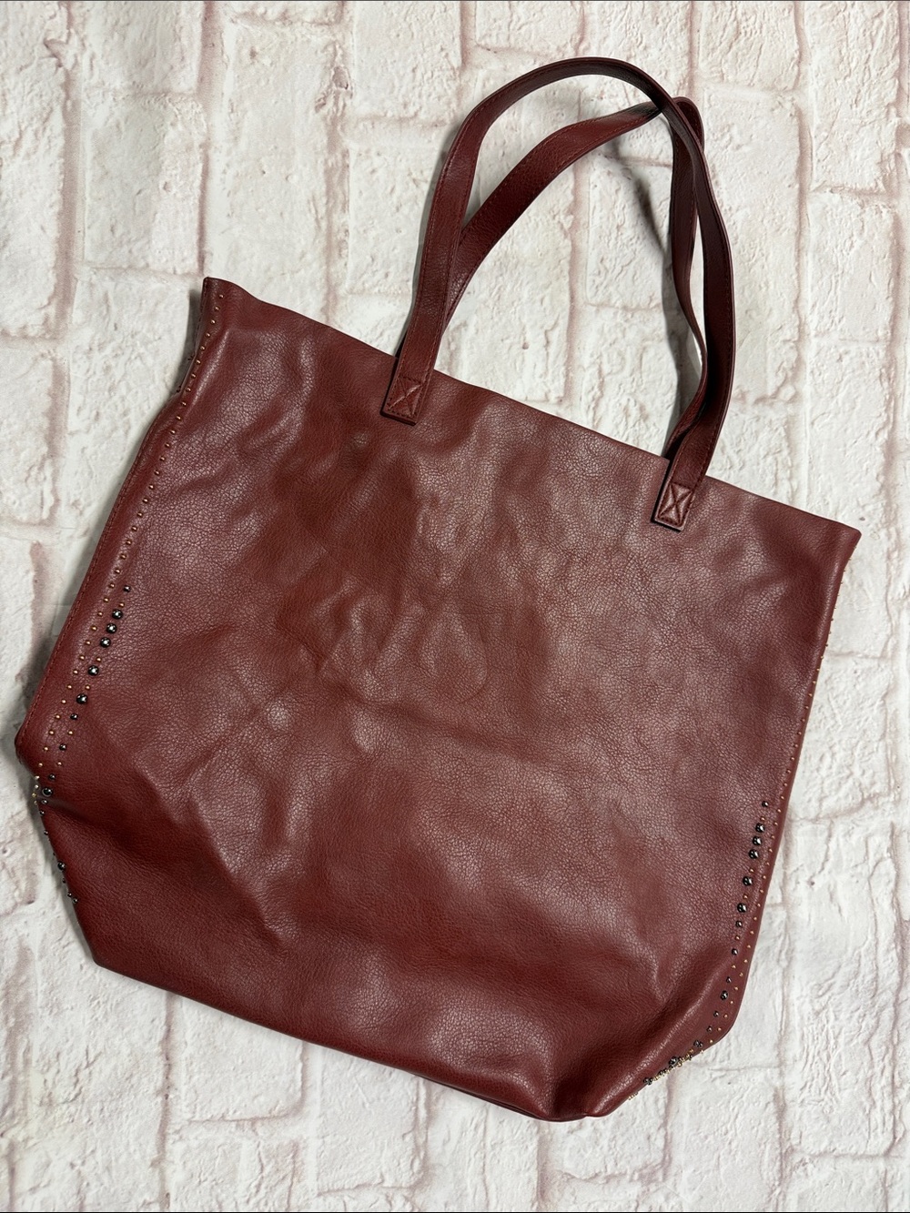 American Eagle Outfitters Large Wine Red Tote with Stud Accents